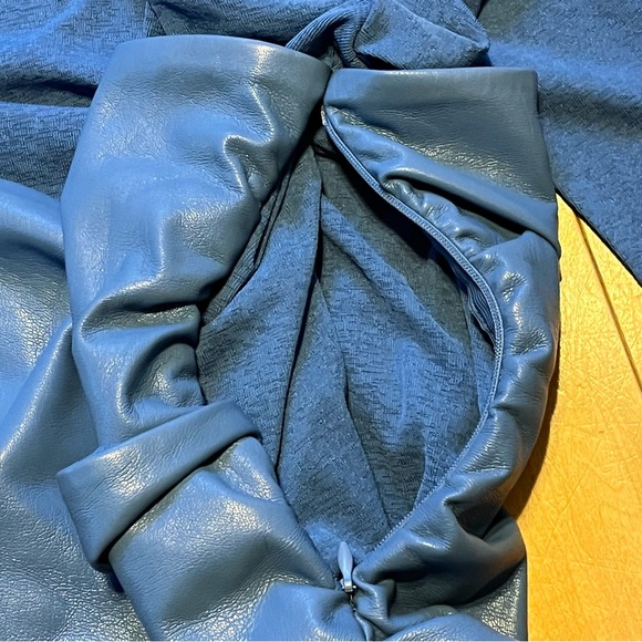 Nanushka KYNLEE Mesh Jersey And Okobor™ Alt-Leather Top Blue - Picture 5 of 9